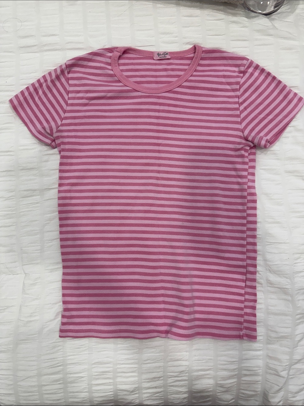 Brandy Melville Pink Striped Short Sleeve Tee
